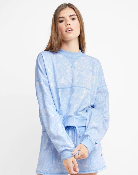 Champion ženske kampus francoski terry crew marmorni val 2B841011 marmorni val ciel modra