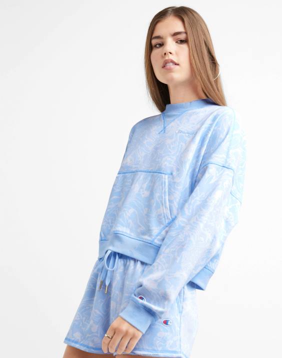 Champion ženske kampus francoski terry crew marmorni val 2B841011 marmorni val ciel modra