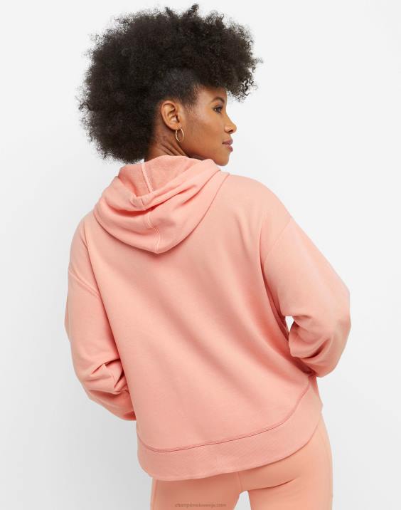 Champion ženske kampus pulover s kapuco iz francoskega frotirja tri-c 2B841017 roza zvezda