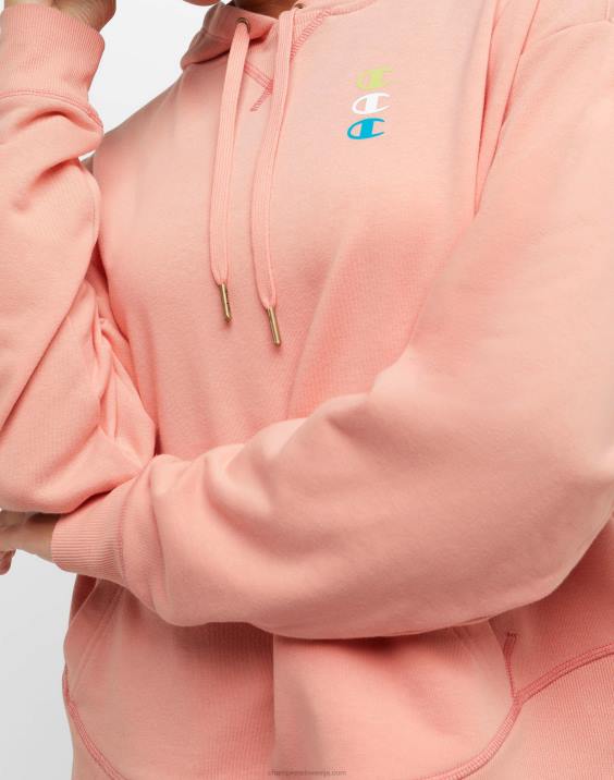 Champion ženske kampus pulover s kapuco iz francoskega frotirja tri-c 2B841017 roza zvezda