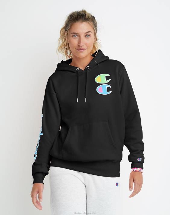 Champion ženske klasičen oversized pulover s kapuco c 2B841962 Črna