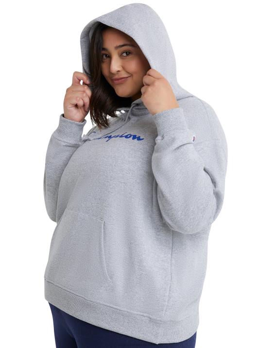 Champion ženske plus logotip skripta za pulover iz flisa powerblend 2B841641 oksford siva