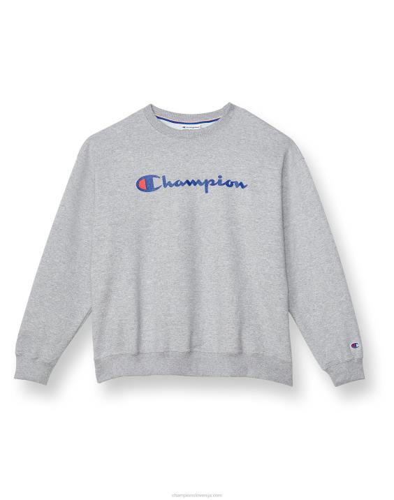 Champion ženske plus posadka iz flisa powerblend z logotipom scenarija 2B841635 oksford siva