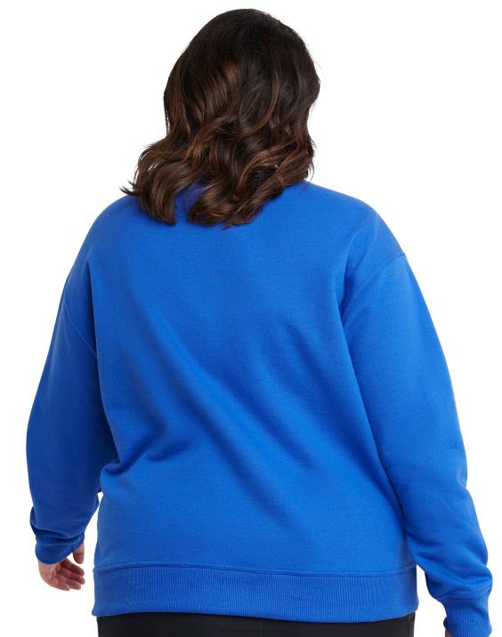 Champion ženske plus posadka iz flisa powerblend z logotipom scenarija 2B841639 globoko bleščeče modro