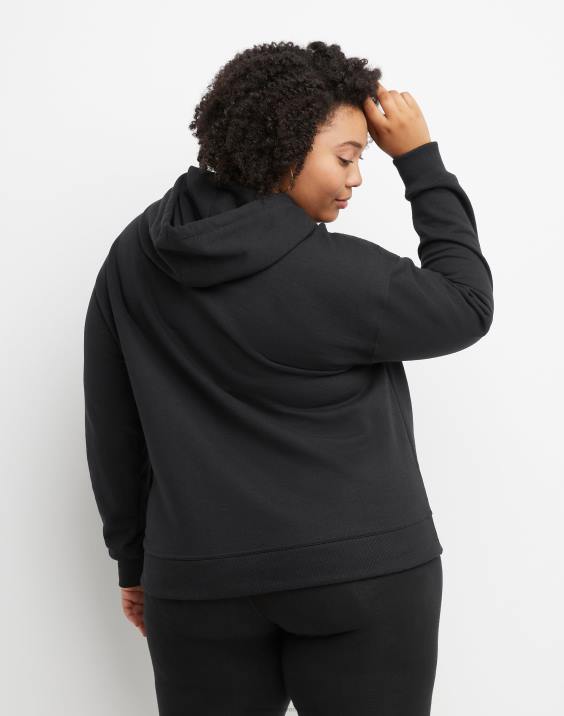 Champion ženske plus powerblend hoodie folija c logotip 2B841630 Črna
