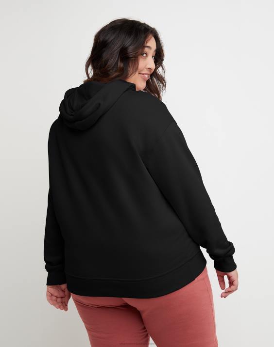 Champion ženske plus powerblend hoodie folija c logotip 2B841630 Črna