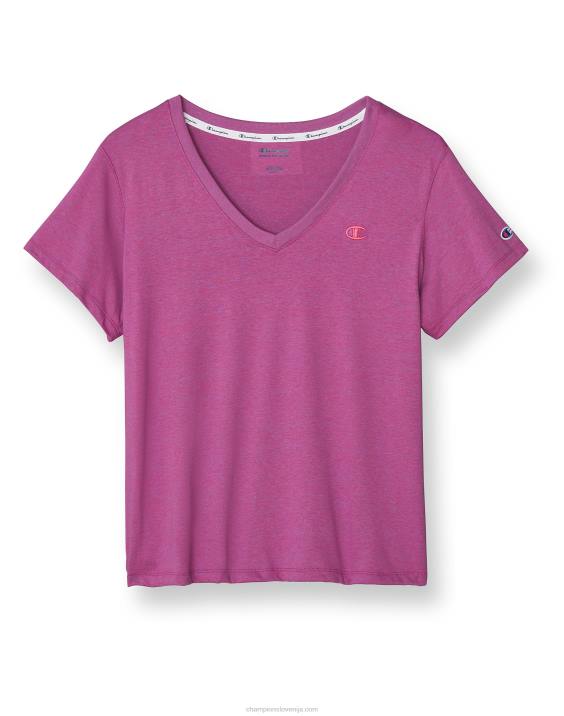 Champion ženske plus powerblend majica z v-izrezom c logotipom 2B841647 wow pink/creative mauve x-dye