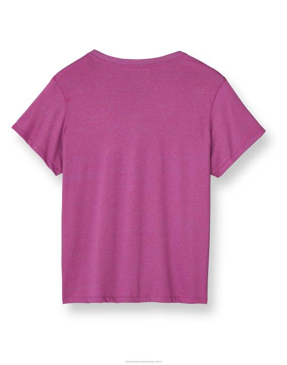 Champion ženske plus powerblend majica z v-izrezom c logotipom 2B841647 wow pink/creative mauve x-dye
