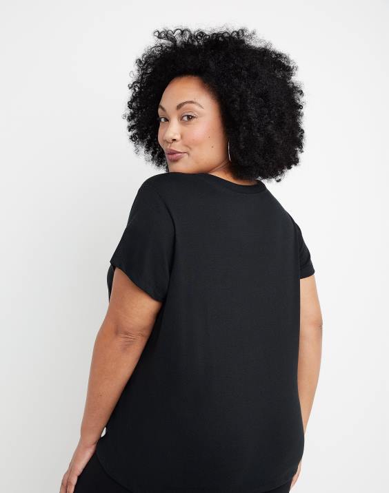 Champion ženske plus powerblend majica z v-izrezom c logotipom 2B841648 Črna