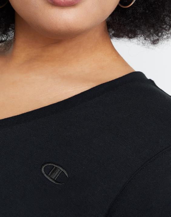 Champion ženske plus powerblend majica z v-izrezom c logotipom 2B841648 Črna