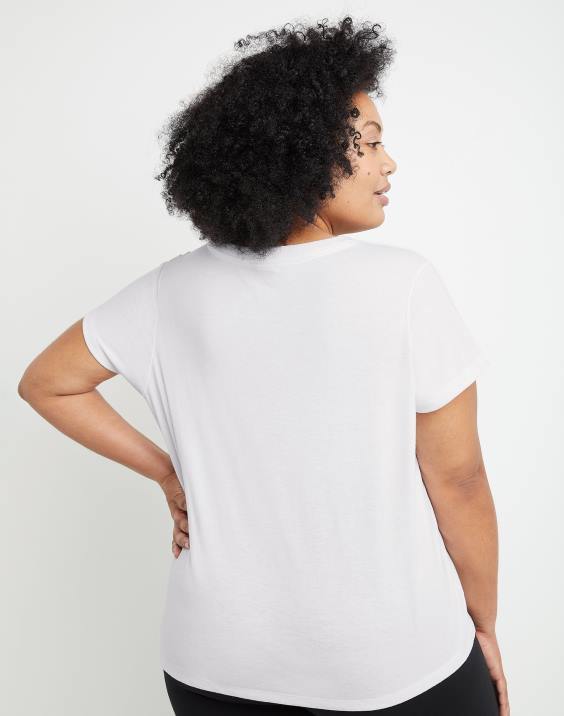 Champion ženske plus powerblend majica z v-izrezom c logotipom 2B841649 bela