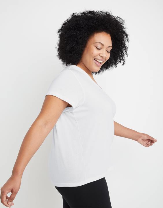 Champion ženske plus powerblend majica z v-izrezom c logotipom 2B841649 bela