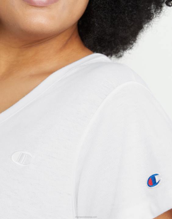Champion ženske plus powerblend majica z v-izrezom c logotipom 2B841649 bela