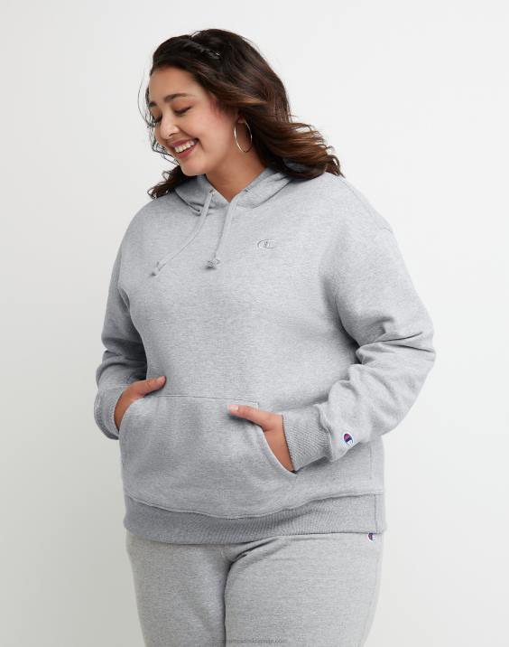 Champion ženske plus powerblend pulover s kapuco 2B841628 oksford siva