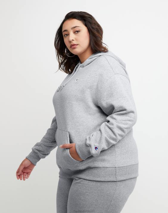 Champion ženske plus powerblend pulover s kapuco 2B841628 oksford siva