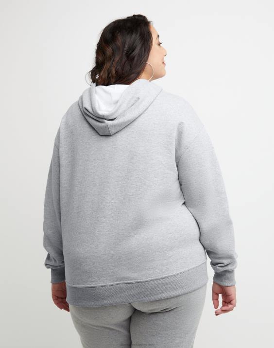 Champion ženske plus powerblend pulover s kapuco 2B841628 oksford siva