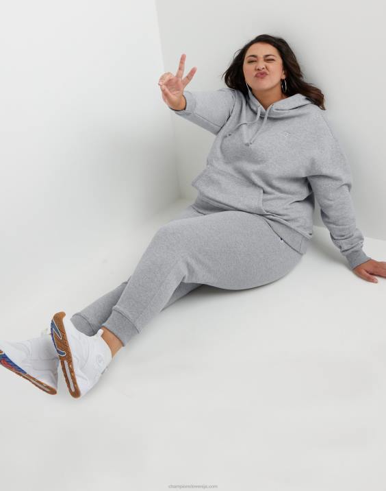 Champion ženske plus powerblend pulover s kapuco 2B841628 oksford siva