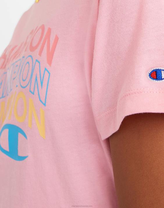 ChampionBombažna majica s kratkimi rokavi za velika dekleta z valovitim logotipom 2B841791 iskričasto roza