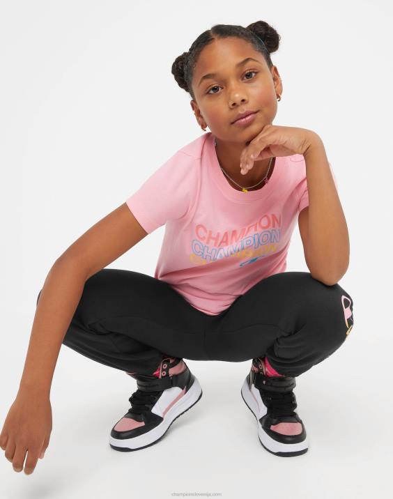 ChampionBombažna majica s kratkimi rokavi za velika dekleta z valovitim logotipom 2B841791 iskričasto roza