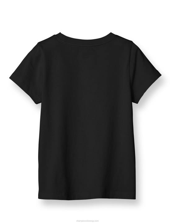 ChampionBombažna majica s kratkimi rokavi za velika dekleta z valovitim logotipom 2B841792 Črna