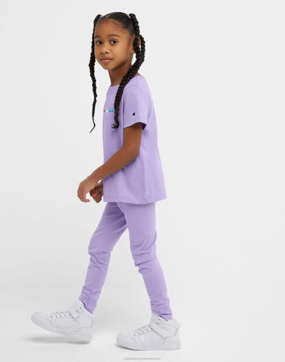 ChampionKlasična majica za punčke in pristne hlačne nogavice, ki ponavljajo ikonične črke c 2B841787 slano vijolična