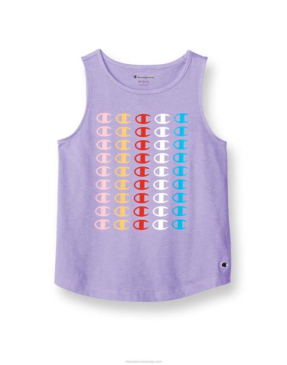 ChampionKlasični brezrokavnik za velika dekleta, ki ponavlja ikonični logotip c 2B841782 slano vijolična