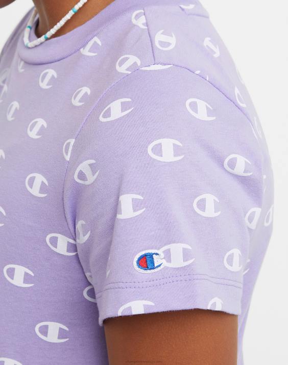 Championvelika dekliška obleka z volančki s potiskom 2B841819 mala c aop slano vijolična