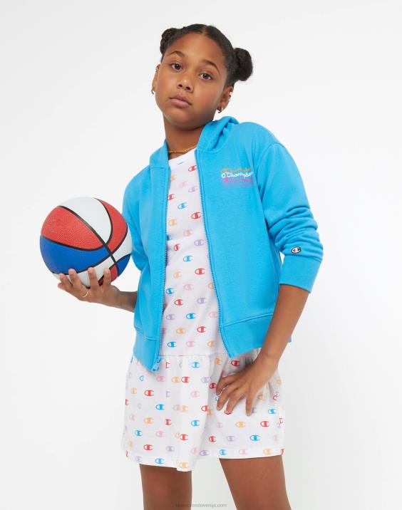 Championvelika dekliška obleka z volančki s potiskom 2B841820 majhen c aop bel