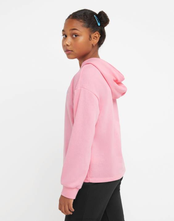 Championfrancoski frotirski pulover s kapuco za velika dekleta s klasičnim mavričnim scenarijem 2B841769 iskričasto roza