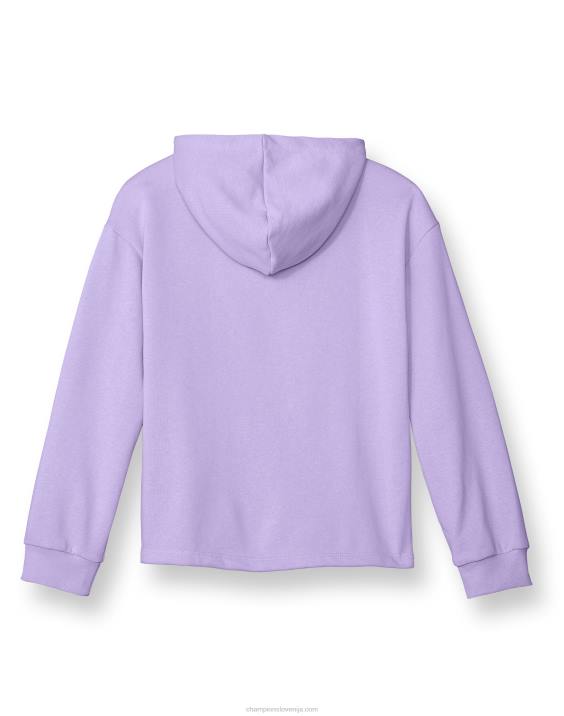 Championfrancoski frotirski pulover s kapuco za velika dekleta s klasičnim mavričnim scenarijem 2B841771 slano vijolična