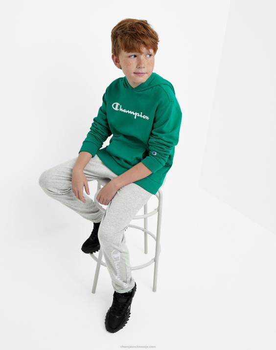 Championvelike otroške bombažne joggerje script logo 25\" 2B841896 oksfordsko sivo resje