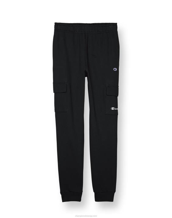 Championvelike otroške cargo hlače iz francoskega frotirja za dečke c našitkom 25" 2B841898 Črna