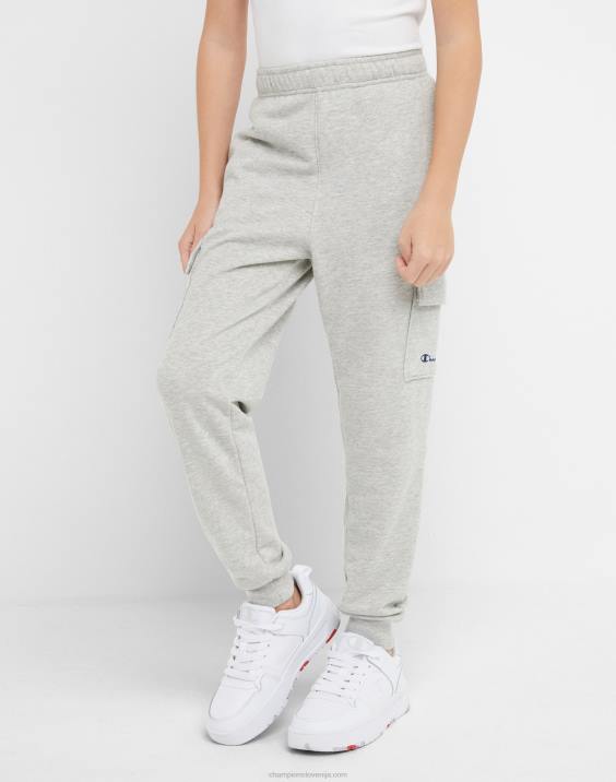 Championvelike otroške cargo hlače iz francoskega frotirja za dečke c našitkom 25" 2B841899 oksfordsko sivo resje