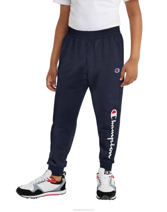 Championvelike otroške joggerje iz flisa classic script 25" 2B841905 mornarica
