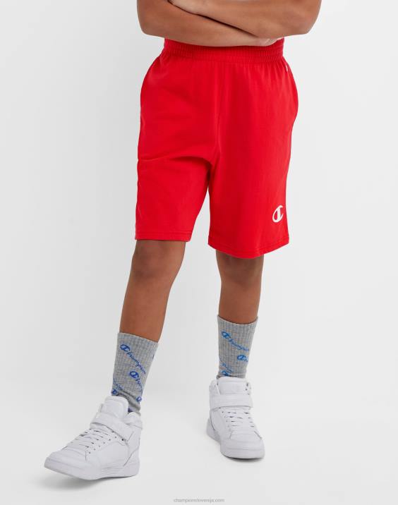 Championvelike otroške bombažne fantovske kratke hlače c logotipom 8" 2B841863 škrlat