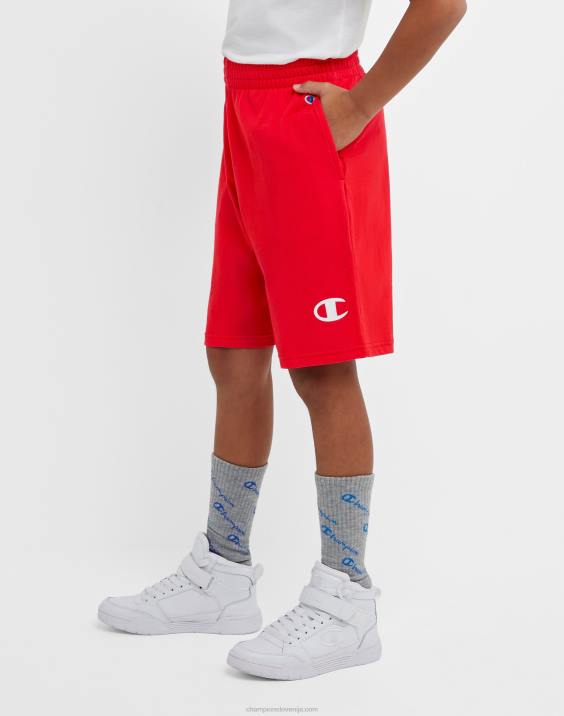 Championvelike otroške bombažne fantovske kratke hlače c logotipom 8\" 2B841863 škrlat