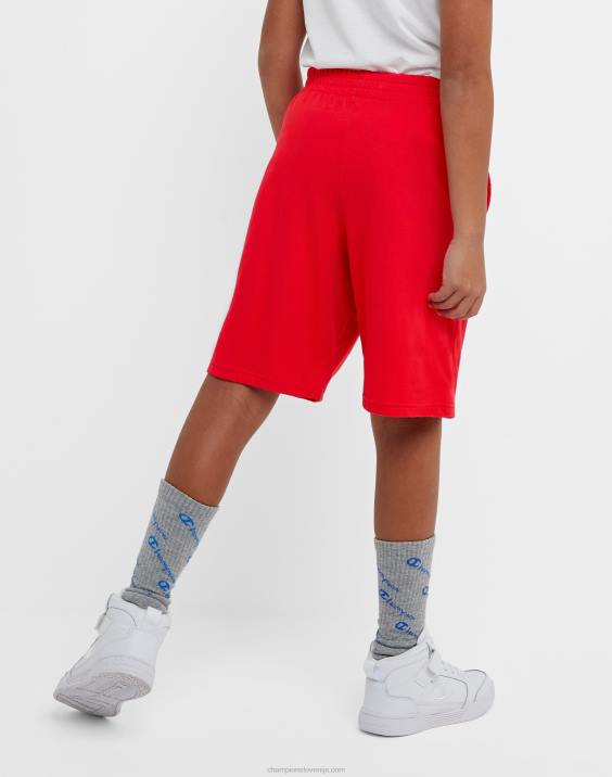 Championvelike otroške bombažne fantovske kratke hlače c logotipom 8\" 2B841863 škrlat