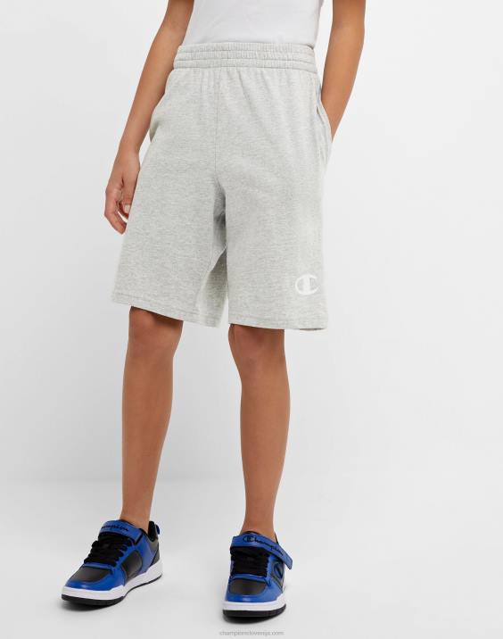 Championvelike otroške bombažne fantovske kratke hlače c logotipom 8" 2B841866 oksfordsko sivo resje