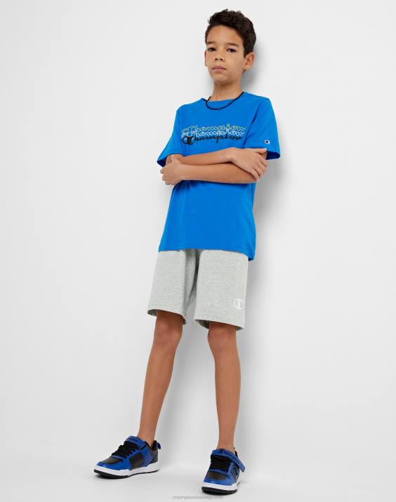 Championvelike otroške bombažne fantovske kratke hlače c logotipom 8\" 2B841866 oksfordsko sivo resje