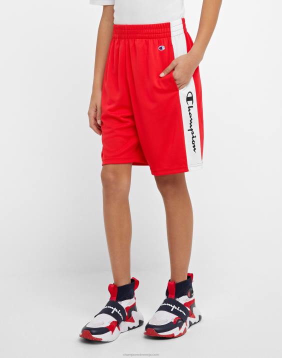Championvelike otroške deške kratke hlače colorblock 8" 2B841877 škrlatno/belo