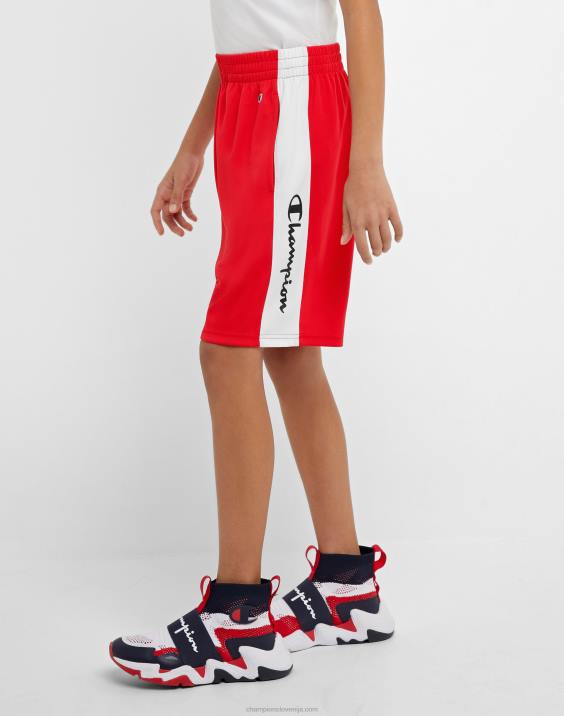 Championvelike otroške deške kratke hlače colorblock 8\" 2B841877 škrlatno/belo