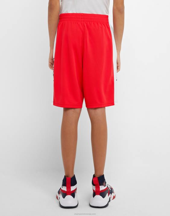 Championvelike otroške deške kratke hlače colorblock 8\" 2B841877 škrlatno/belo