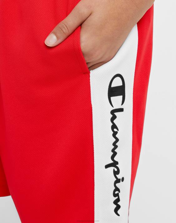 Championvelike otroške deške kratke hlače colorblock 8\" 2B841877 škrlatno/belo