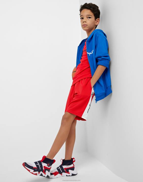 Championvelike otroške deške kratke hlače colorblock 8\" 2B841877 škrlatno/belo