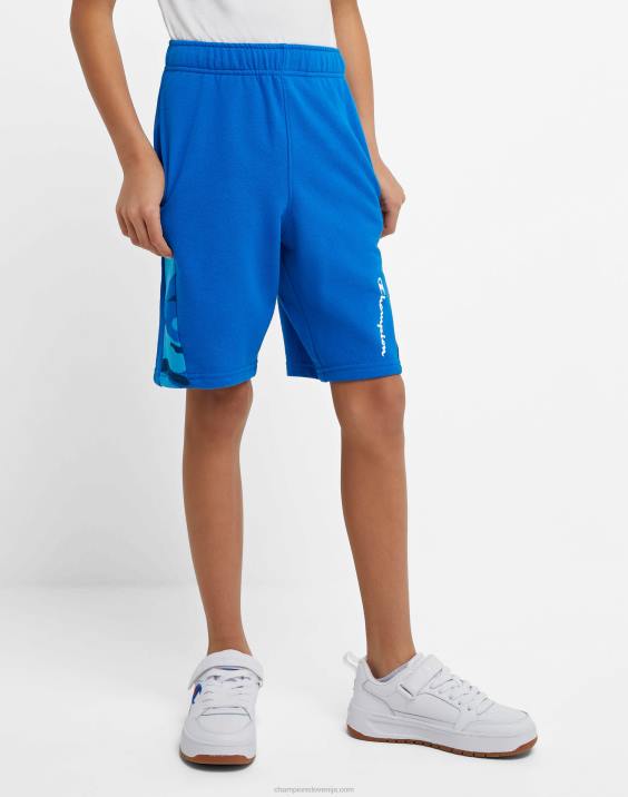 Championvelike otroške kratke hlače iz francoskega frotirja za dečke s kamuflažnim potiskom 8" 2B841871 bozetto blue camo