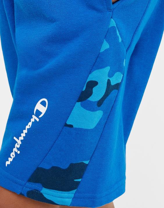 Championvelike otroške kratke hlače iz francoskega frotirja za dečke s kamuflažnim potiskom 8\" 2B841871 bozetto blue camo