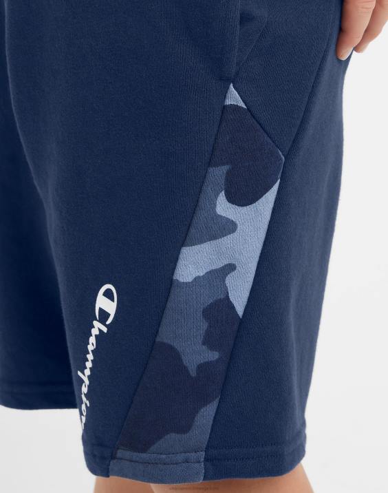 Championvelike otroške kratke hlače iz francoskega frotirja za dečke s kamuflažnim potiskom 8\" 2B841872 mornariška maskirna obleka