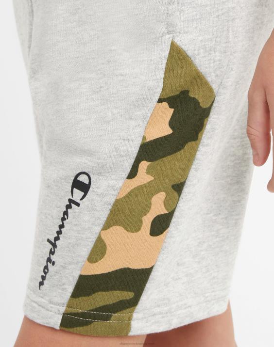 Championvelike otroške kratke hlače iz francoskega frotirja za dečke s kamuflažnim potiskom 8\" 2B841873 Oxford Grey Heather/camo