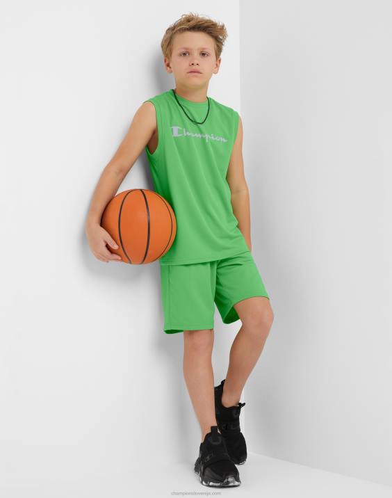 Championvelike otroške kratke hlače z odsevnim c logotipom 8\" 2B841882 bujno zelena