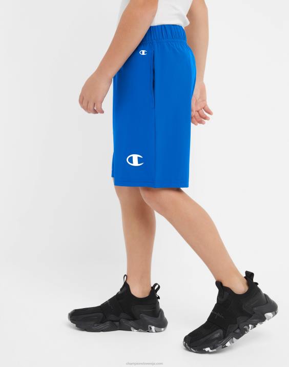 Championvelike otroške tkane fantovske kratke hlače, ki odvajajo vlago, odsevni c logotip 7\" 2B841878 živeti v modrem